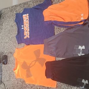 Boys size 6 Under Armour shirts and shorts